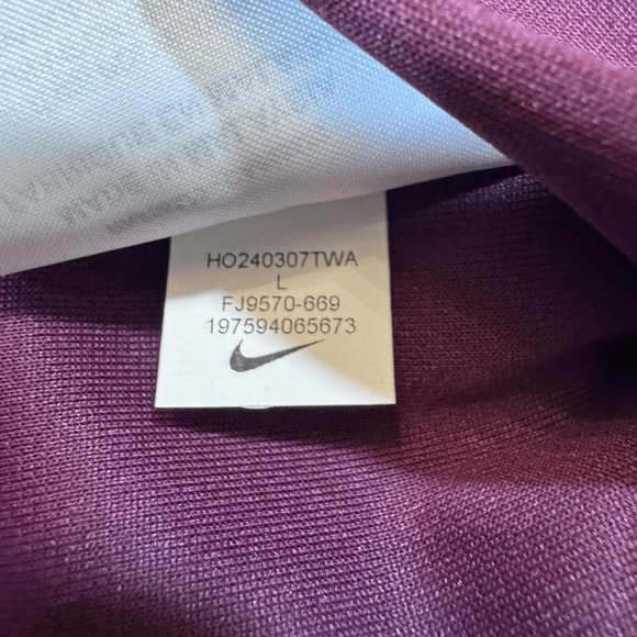 Nike Dri-FIT Shirt Mens Large Coaches Football Running Performance Maroon FJ9570 - Picture 10 of 14